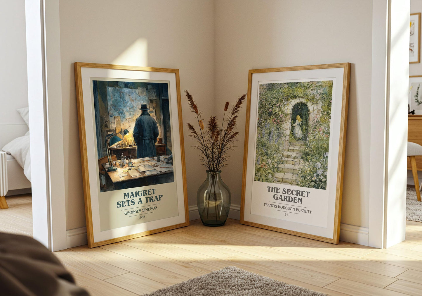 Maigret Sets a Trap book cover poster paired in gallery wall – literary art prints