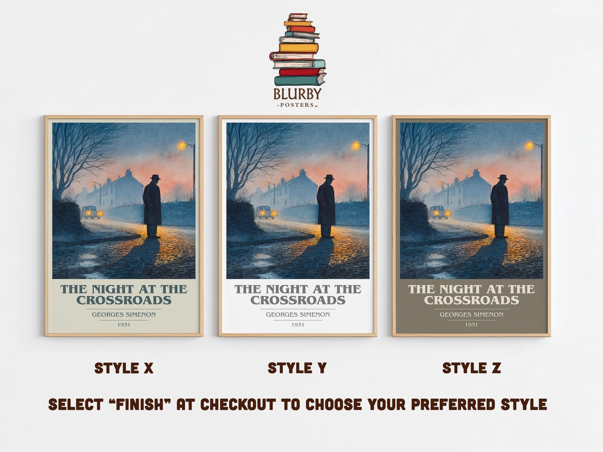 The Night At The Crossroads book cover poster colour and style options – Georges Simenon book art