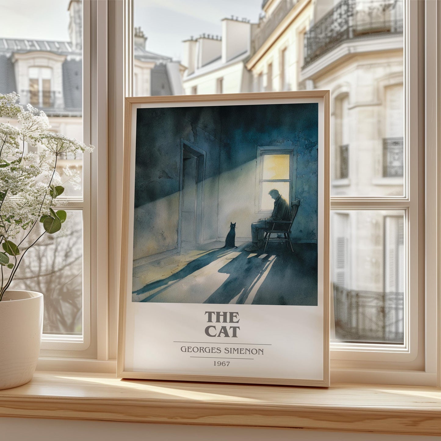 The Cat book cover poster colour and style options – Georges Simenon book art