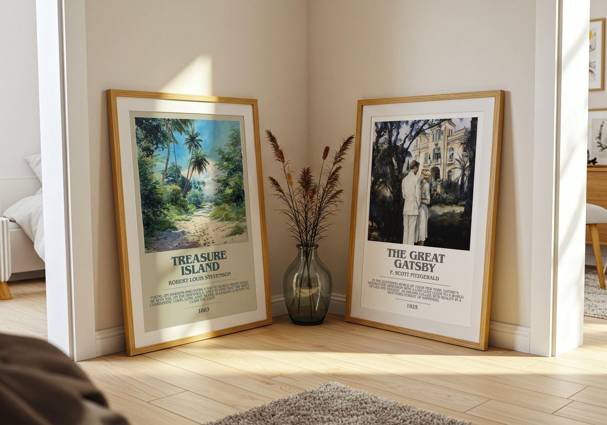 Treasure Island bookish poster paired in gallery wall – literary art prints