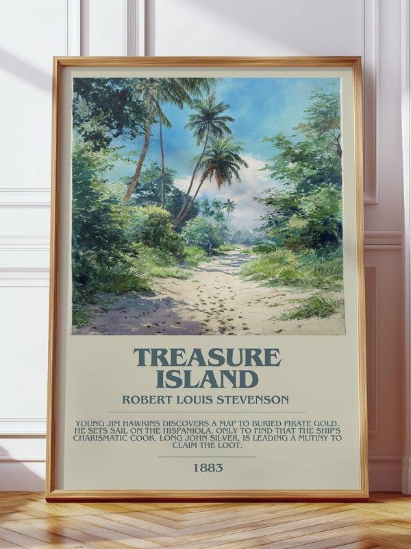 Treasure Island bookish print in frame leaning in hallway – classic literature wall art