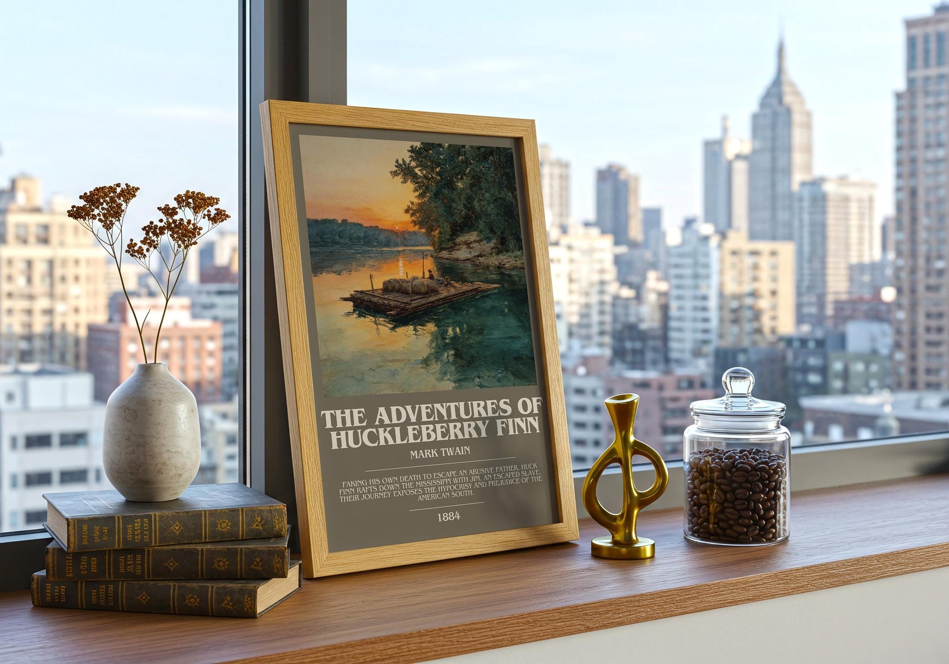 The Adventures of Huckleberry Finn bookish book poster framed on wall – romance wall art