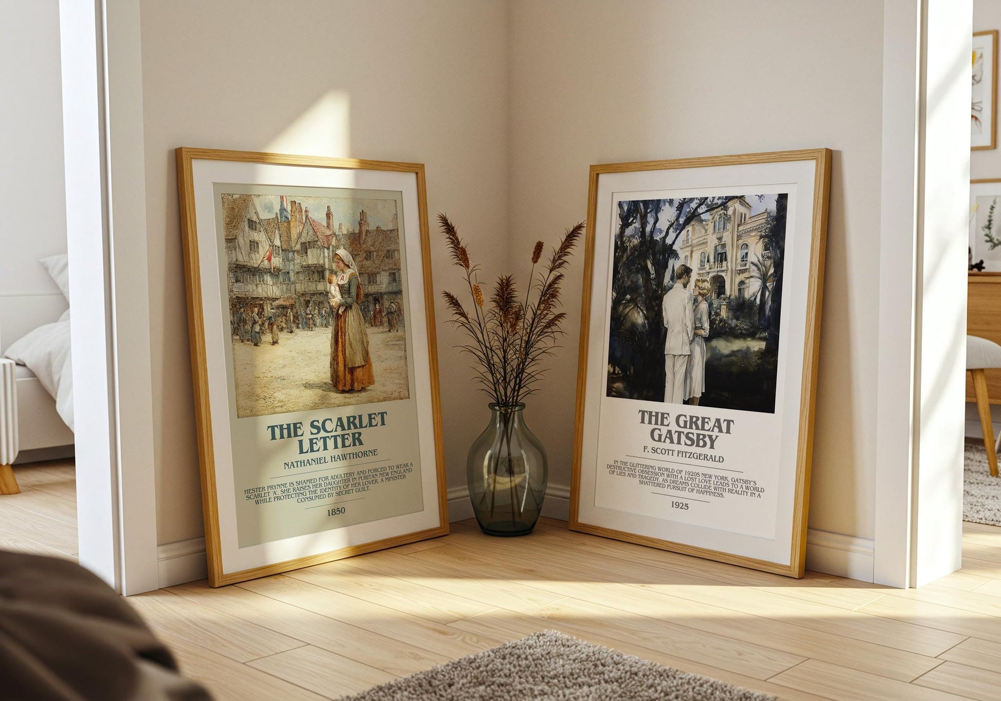 The Scarlet Letter bookish poster paired in gallery wall – literary art prints