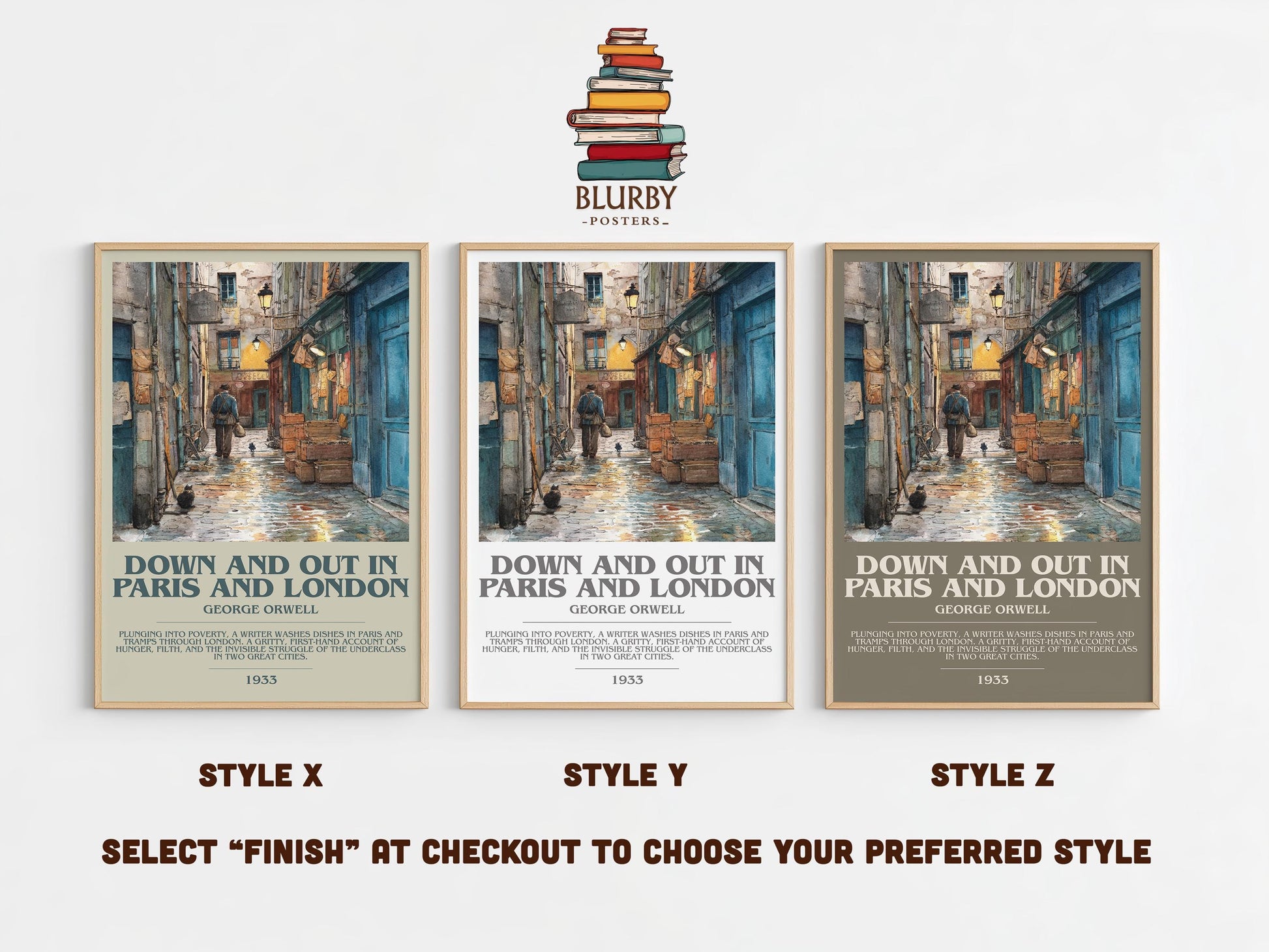 Down and Out in Paris and London by George Orwell | Book Poster | Literary Art Gift For Book Lover | Novel Inspired Wall Art | Free Delivery