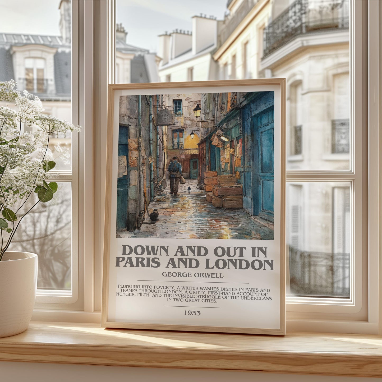Down and Out in Paris and London by George Orwell | Book Poster | Literary Art Gift For Book Lover | Novel Inspired Wall Art | Free Delivery