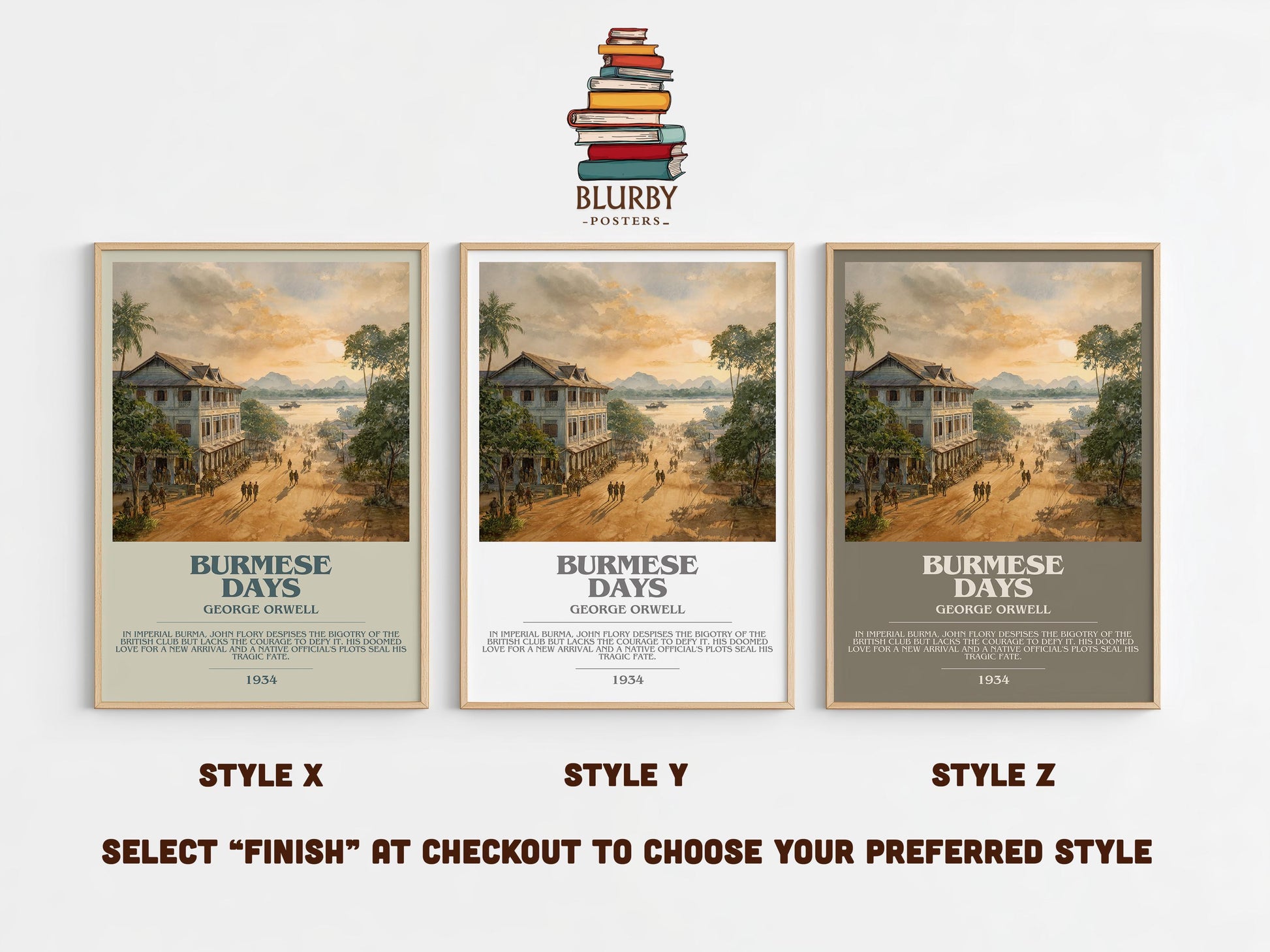 Burmese Days by George Orwell | Book Poster | Literary Art Gift For Book Lover | Novel Inspired Wall Art | Free Delivery