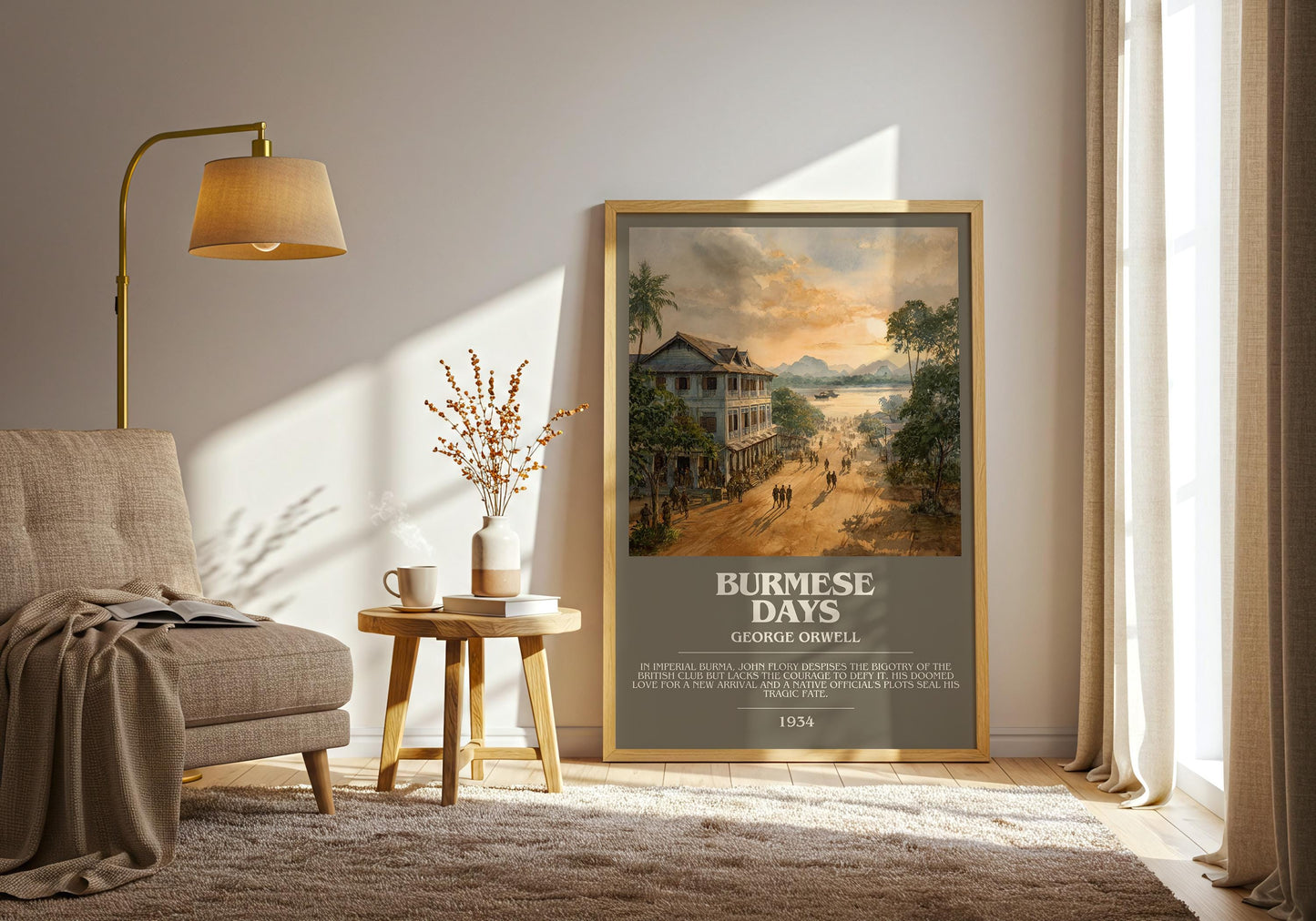 Burmese Days by George Orwell | Book Poster | Literary Art Gift For Book Lover | Novel Inspired Wall Art | Free Delivery