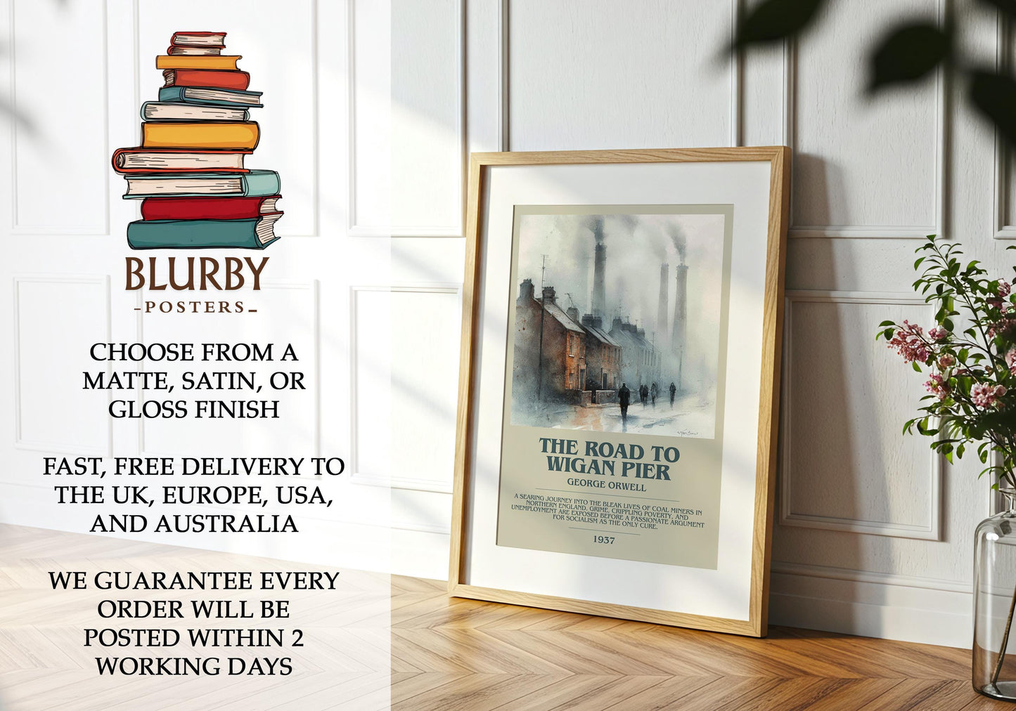 The Road to Wigan Pier by George Orwell | Book Poster | Literary Art Gift For Book Lover | Novel Inspired Wall Art | Free Delivery