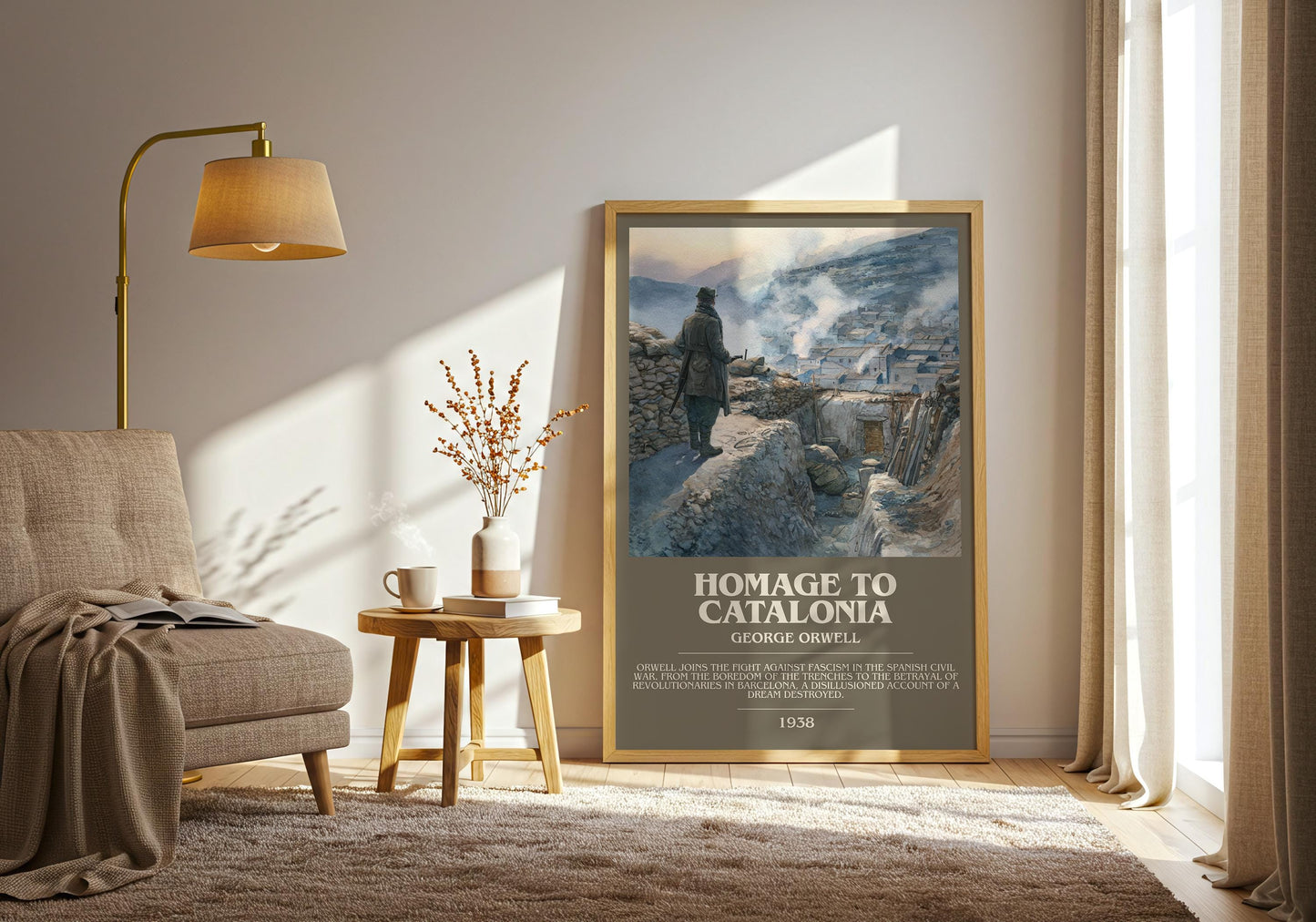 Homage to Catalonia by George Orwell | Book Poster | Literary Art Gift For Book Lover | Novel Inspired Wall Art | Free Delivery