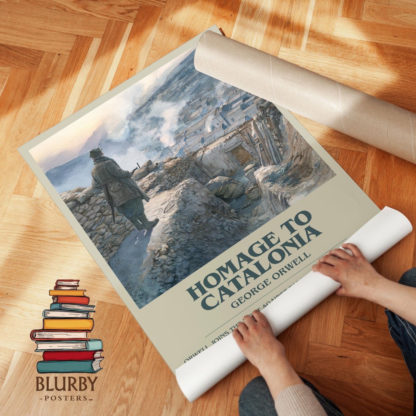 Homage to Catalonia by George Orwell | Book Poster | Literary Art Gift For Book Lover | Novel Inspired Wall Art | Free Delivery