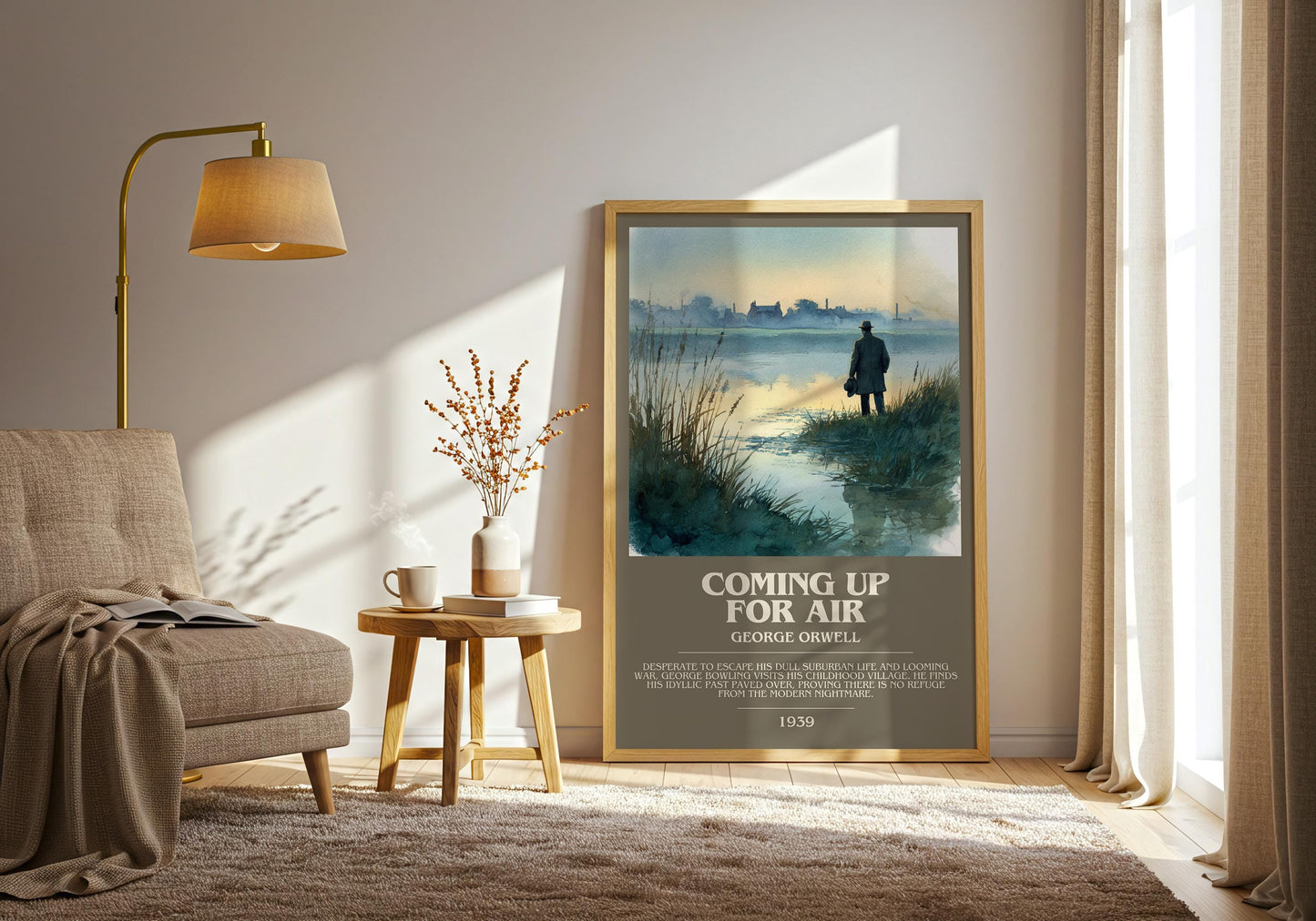 Coming Up for Air by George Orwell | Book Poster | Literary Art Gift For Book Lover | Novel Inspired Wall Art | Free Delivery