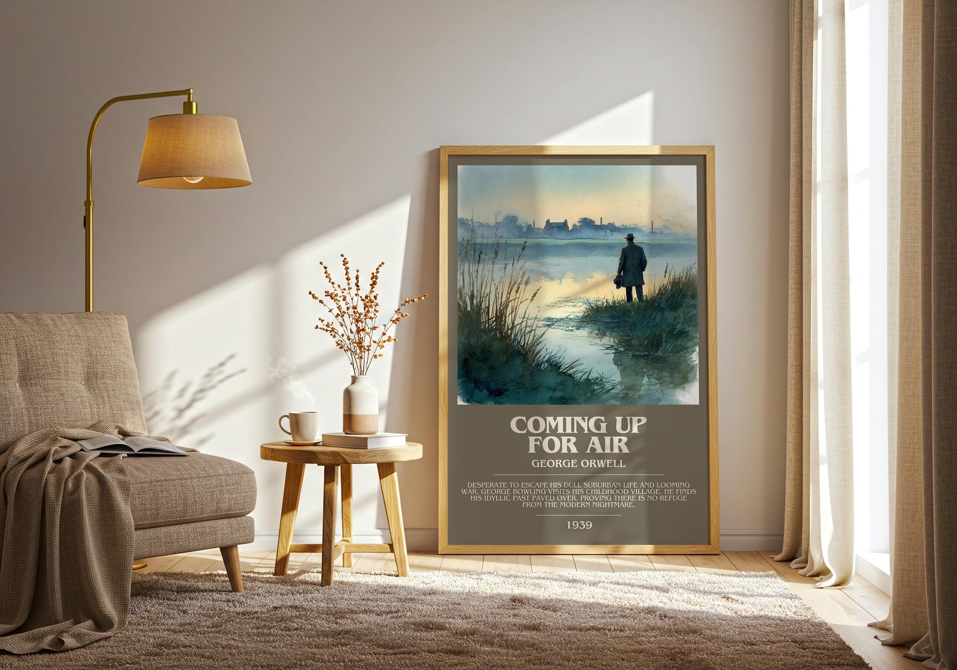 Coming Up for Air by George Orwell | Book Poster | Literary Art Gift For Book Lover | Novel Inspired Wall Art | Free Delivery