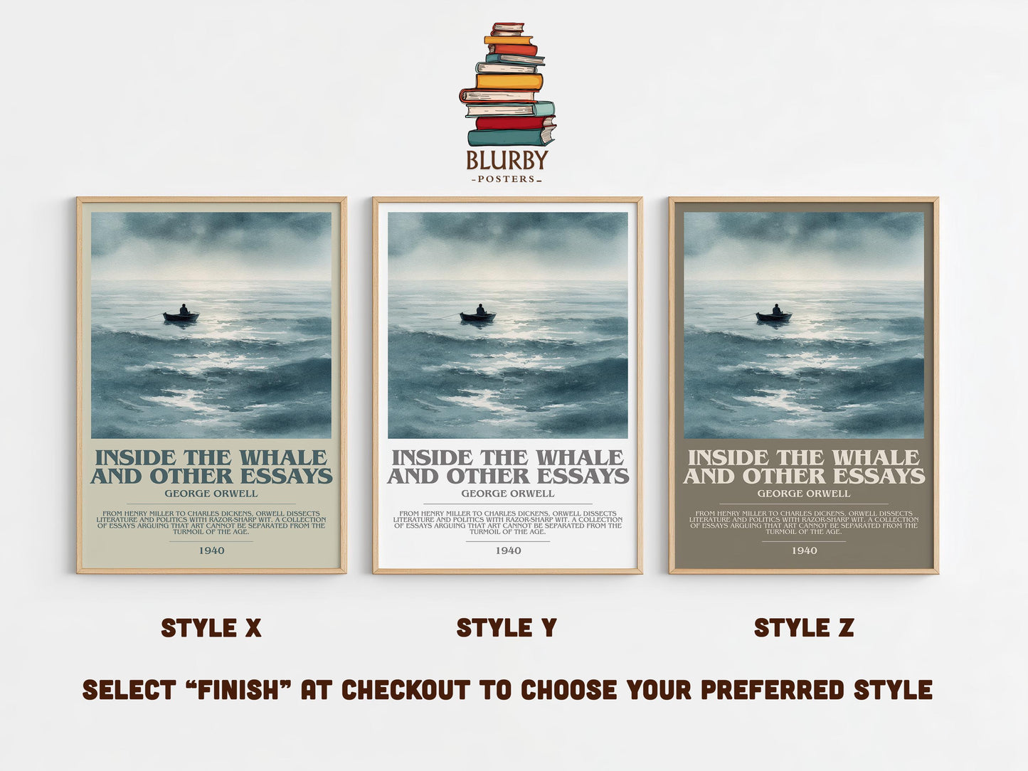 Inside the Whale and Other Essays by George Orwell | Book Poster | Literary Art Gift For Book Lover | Novel Inspired Wall Art | Free Deliver