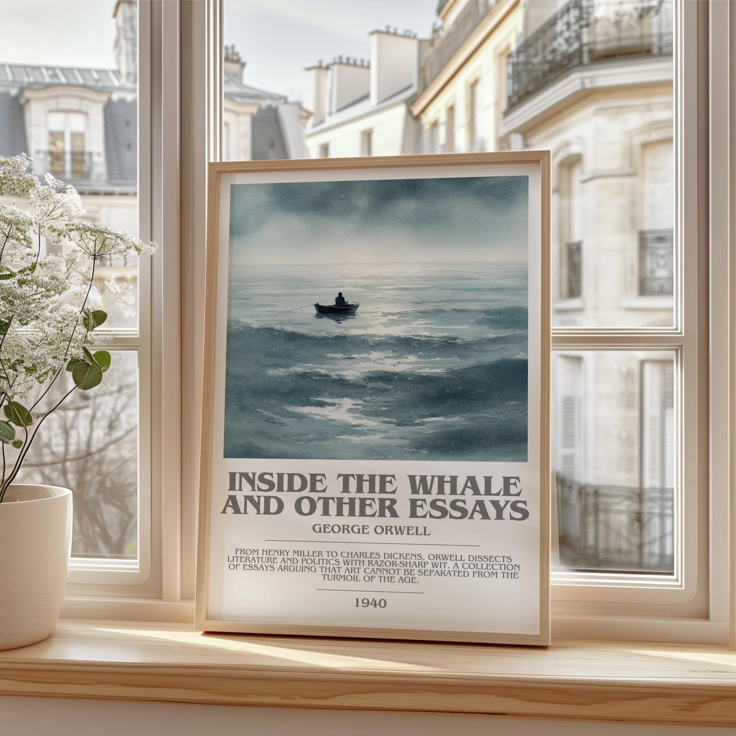 Inside the Whale and Other Essays by George Orwell | Book Poster | Literary Art Gift For Book Lover | Novel Inspired Wall Art | Free Deliver