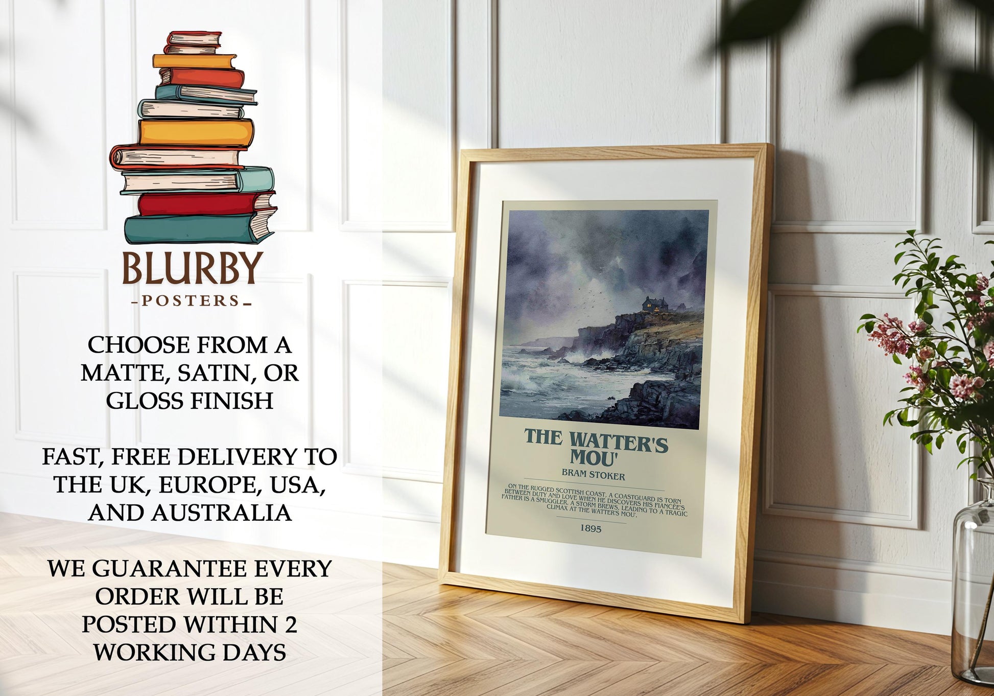 The Watter's Mou' by Bram Stoker | Book Poster | Literary Art Gift For Book Lover | Novel Inspired Wall Art | Free Deliver