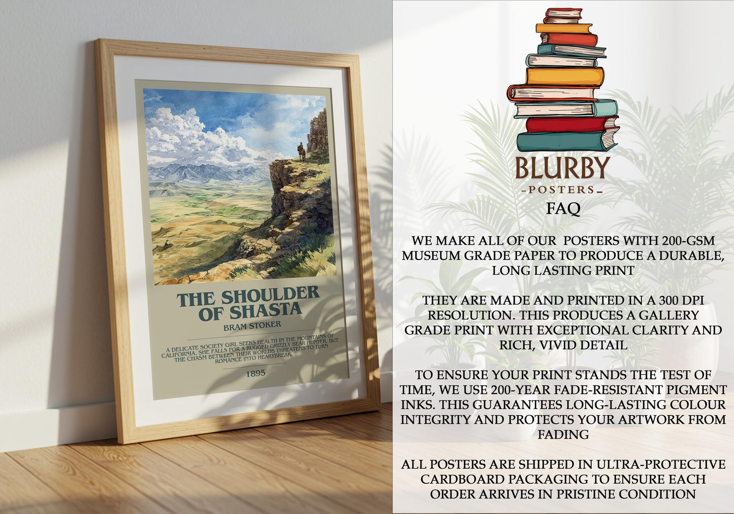 The Shoulder of Shasta by Bram Stoker | Book Poster | Literary Art Gift For Book Lover | Novel Inspired Wall Art | Free Deliver