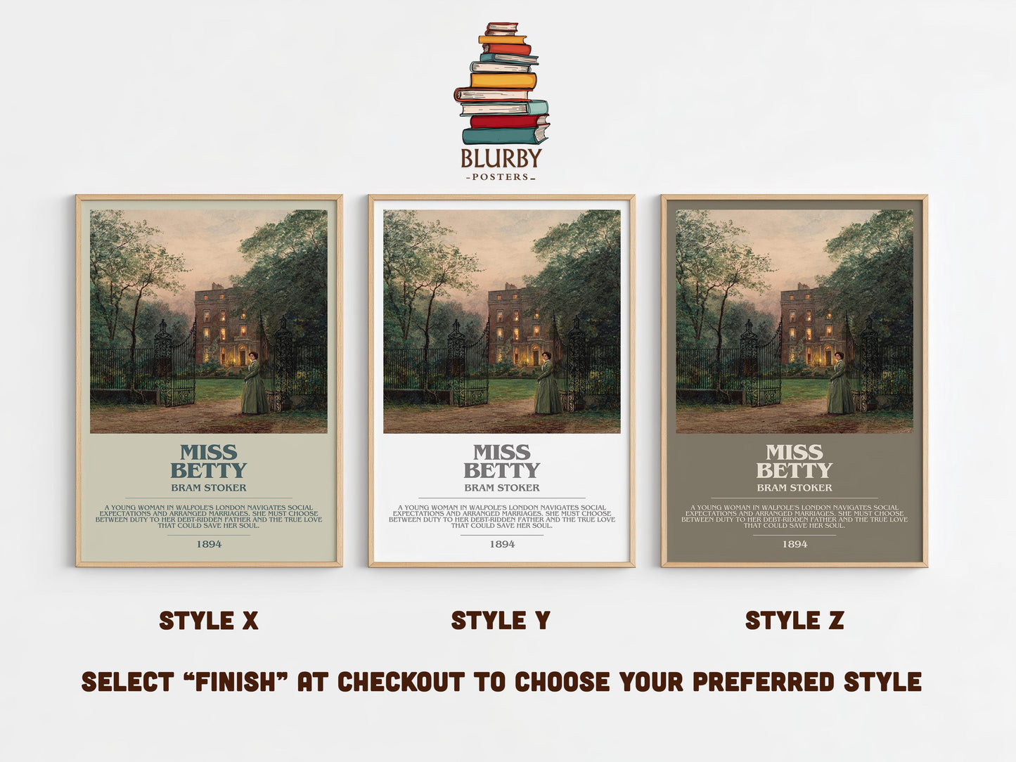 Miss Betty by Bram Stoker | Book Poster | Literary Art Gift For Book Lover | Novel Inspired Wall Art | Free Delivery