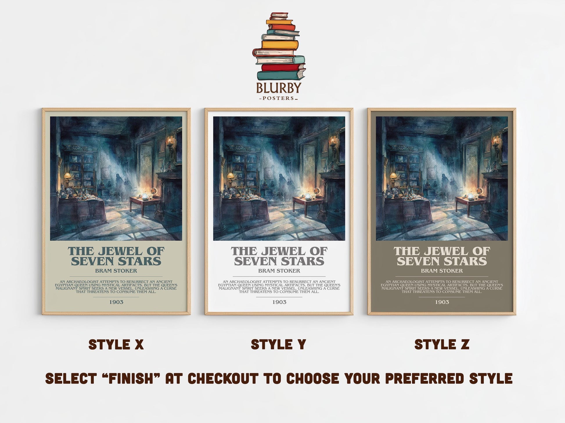 The Jewel of Seven Stars by Bram Stoker | Book Poster | Literary Art Gift For Book Lover | Novel Inspired Wall Art | Free Delivery