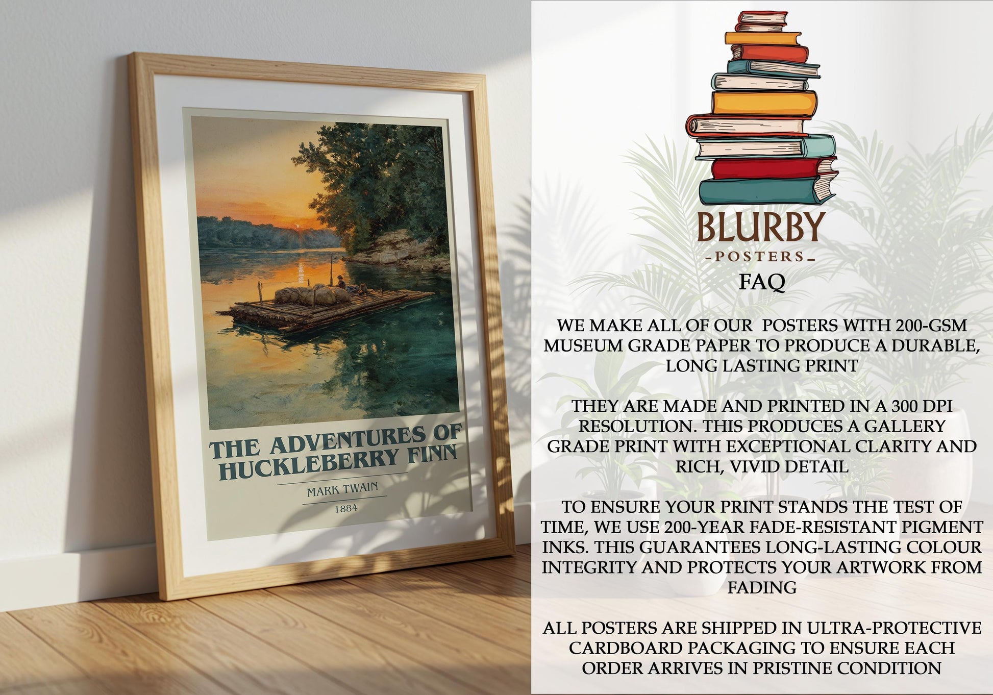 The Adventures of Huckleberry Finn by Mark Twain | Book Poster | Literary Art Gift For Book Lover | Novel Inspired Wall Art | Free Delivery