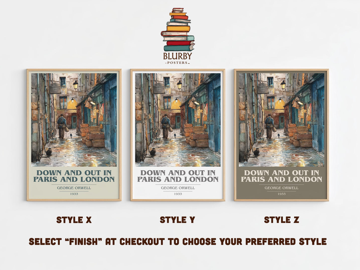 Down and Out in Paris and London by George Orwell | Book Poster | Literary Art Gift For Book Lover | Novel Inspired Wall Art | Free Delivery