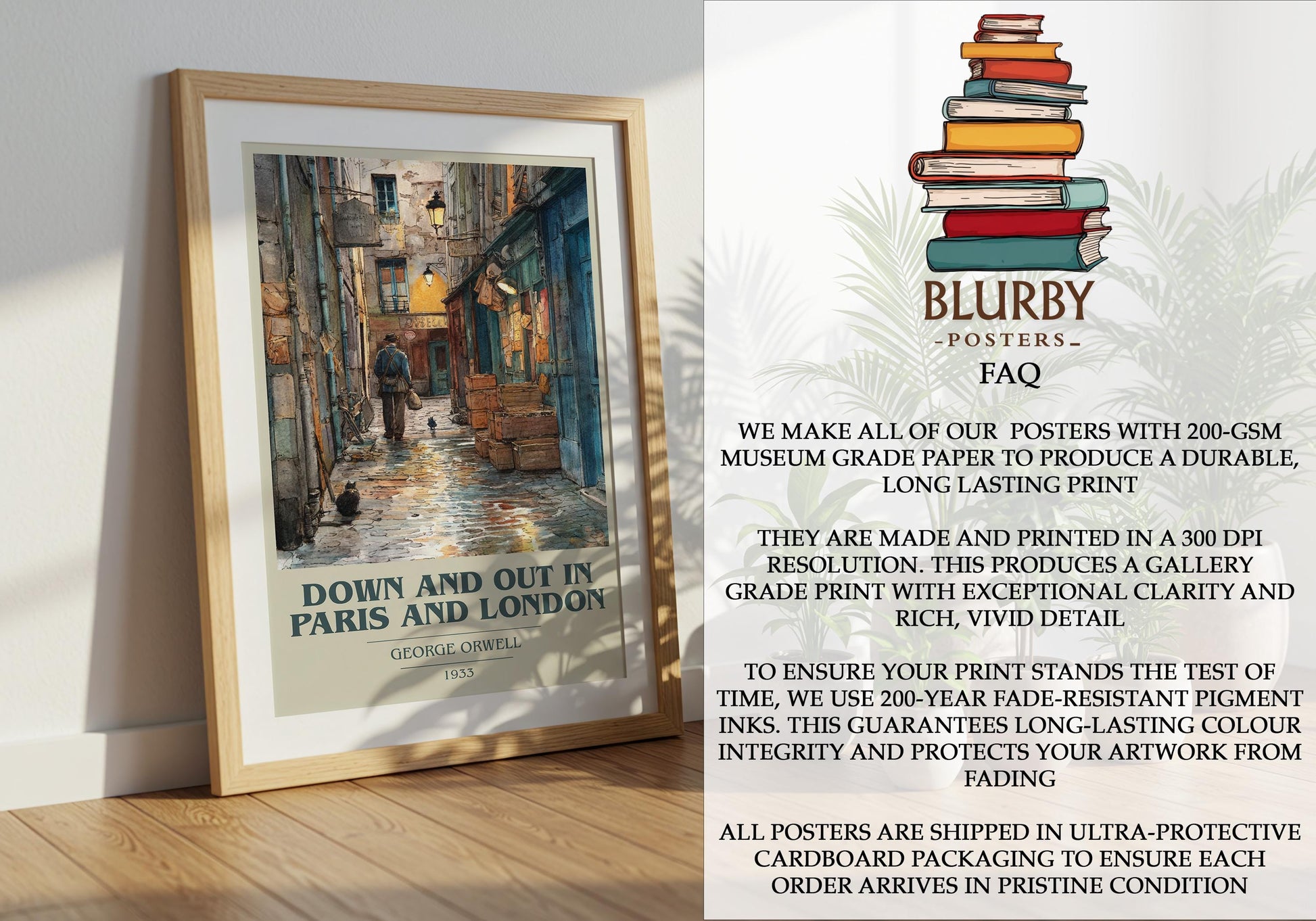 Down and Out in Paris and London by George Orwell | Book Poster | Literary Art Gift For Book Lover | Novel Inspired Wall Art | Free Delivery