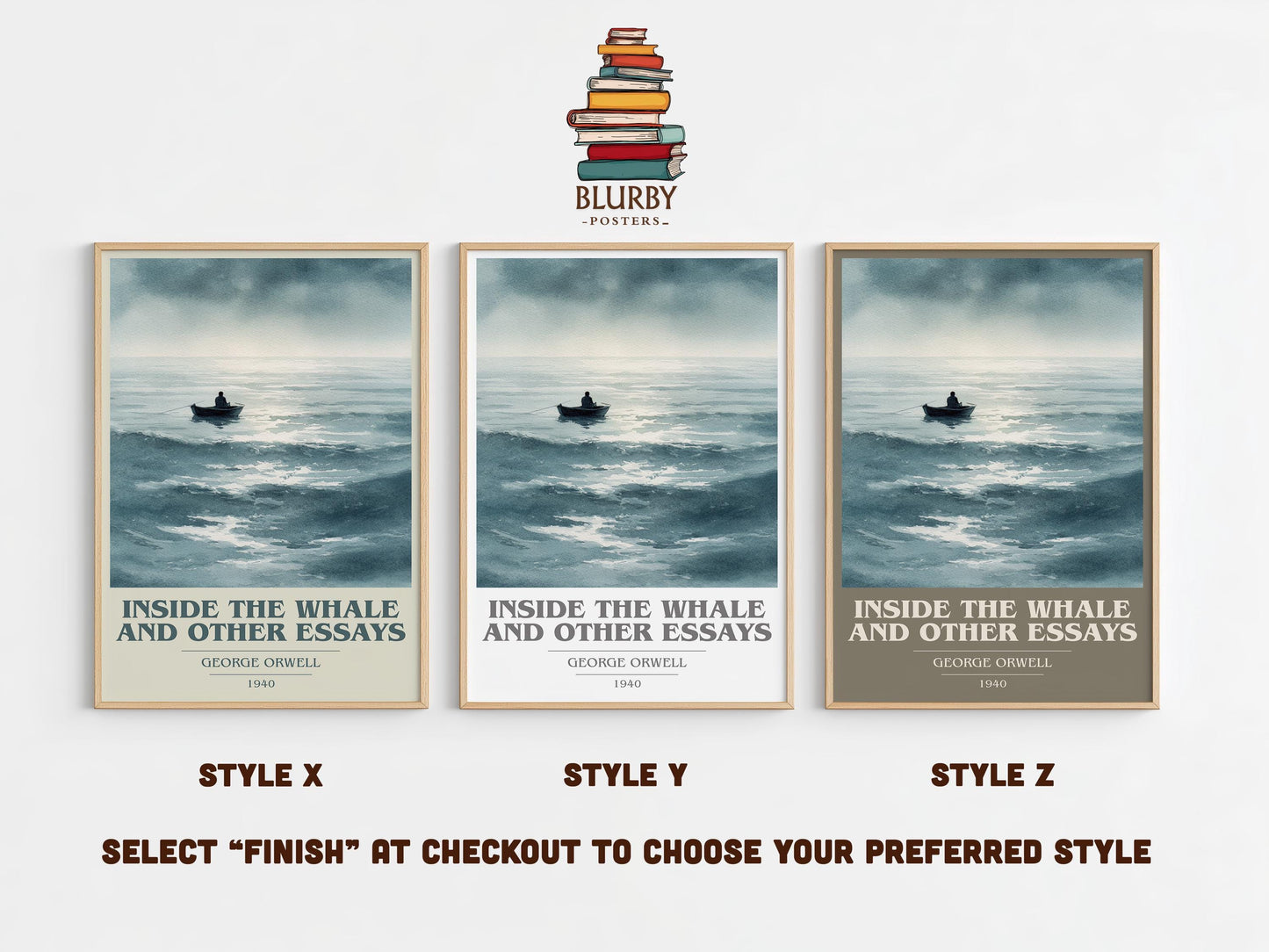 Inside the Whale and Other Essays by George Orwell | Book Poster | Literary Art Gift For Book Lover | Novel Inspired Wall Art | Free Deliver