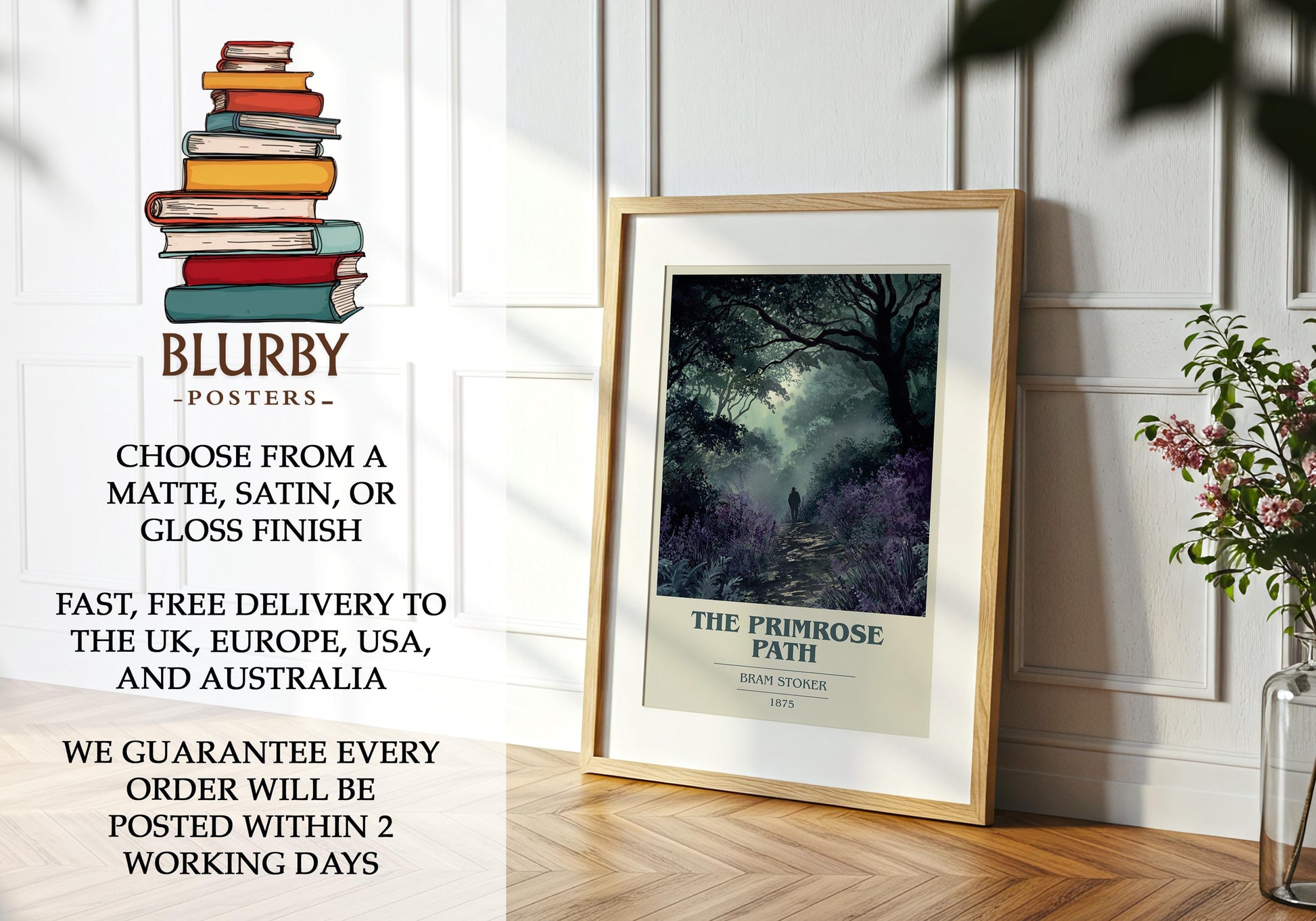 The Primrose Path by Bram Stoker | Book Poster | Literary Art Gift For Book Lover | Novel Inspired Wall Art | Free Deliver