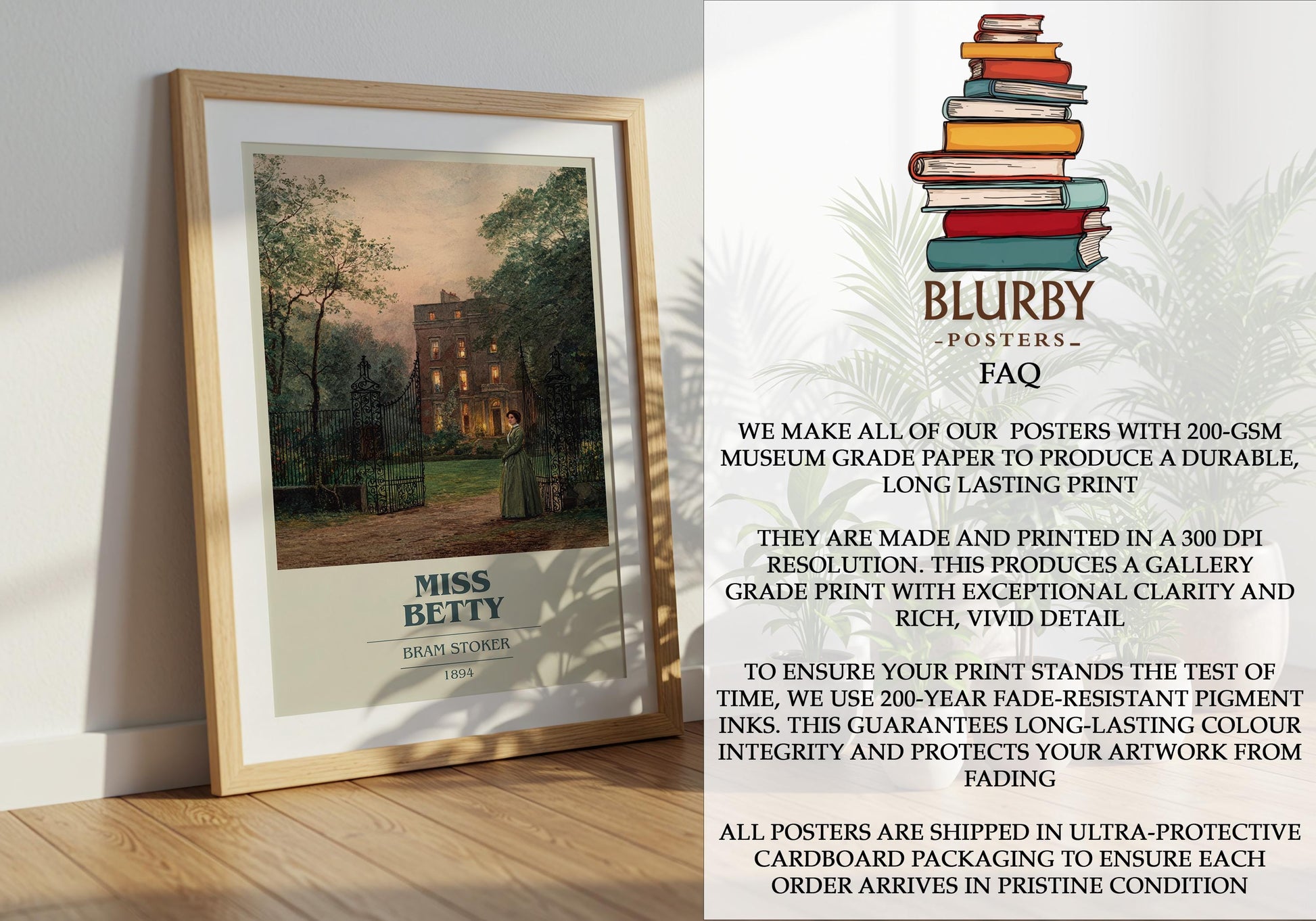 Miss Betty by Bram Stoker | Book Poster | Literary Art Gift For Book Lover | Novel Inspired Wall Art | Free Delivery