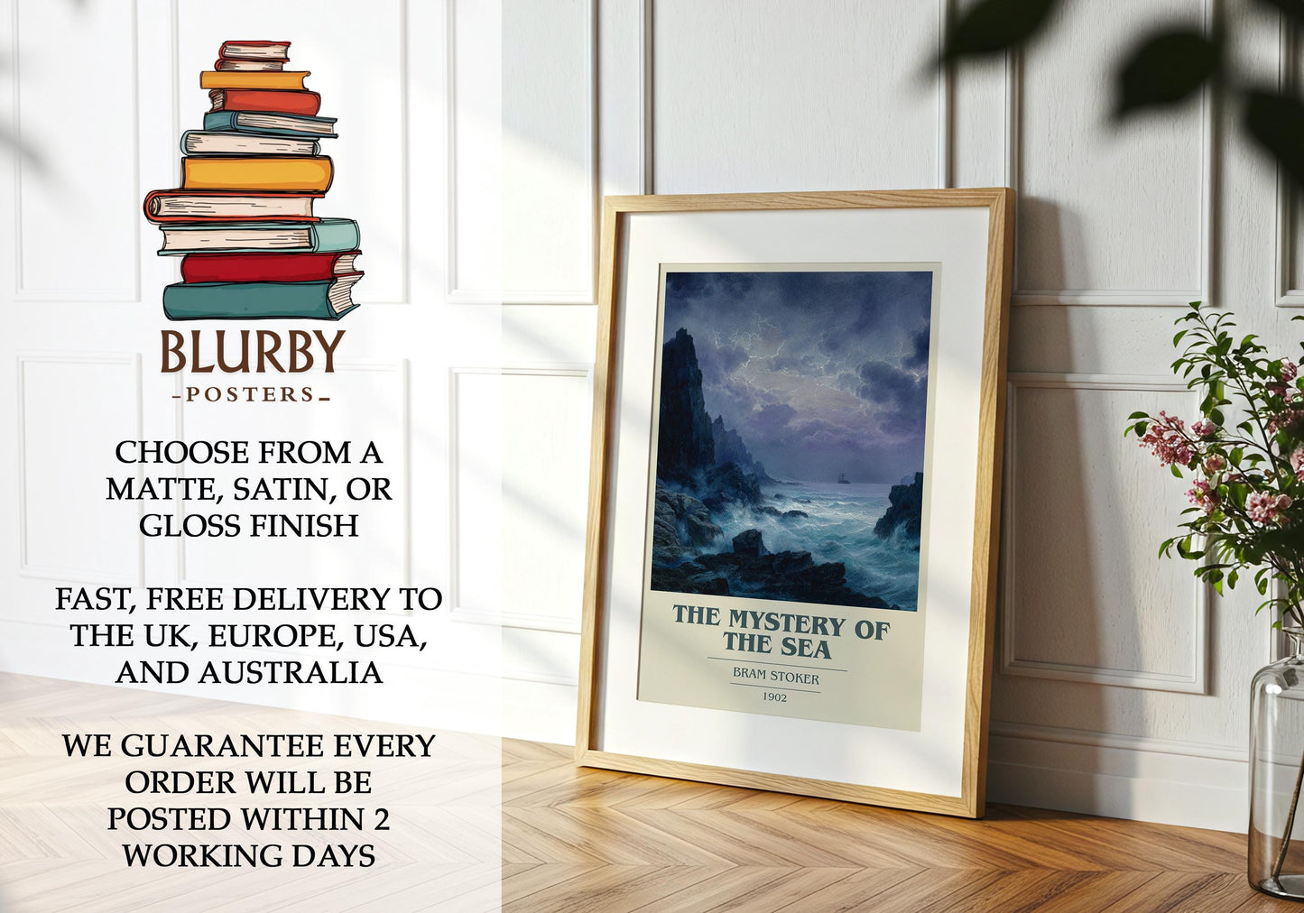 The Mystery of the Sea by Bram Stoker | Book Poster | Literary Art Gift For Book Lover | Novel Inspired Wall Art | Free Delivery