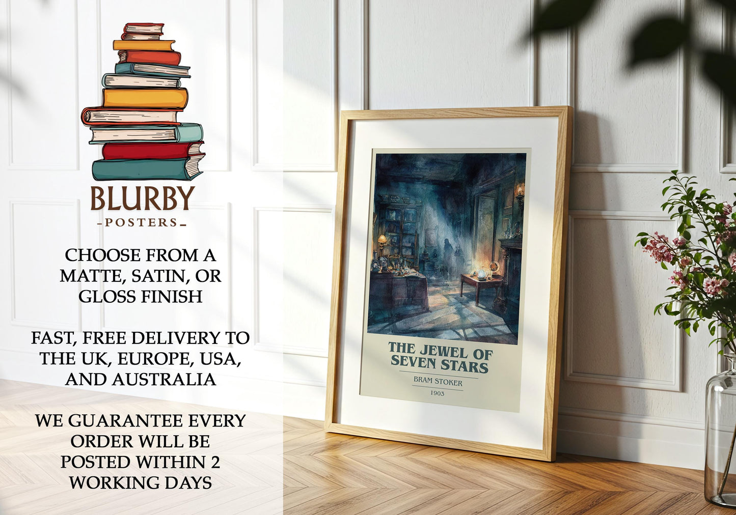 The Jewel of Seven Stars by Bram Stoker | Book Poster | Literary Art Gift For Book Lover | Novel Inspired Wall Art | Free Delivery