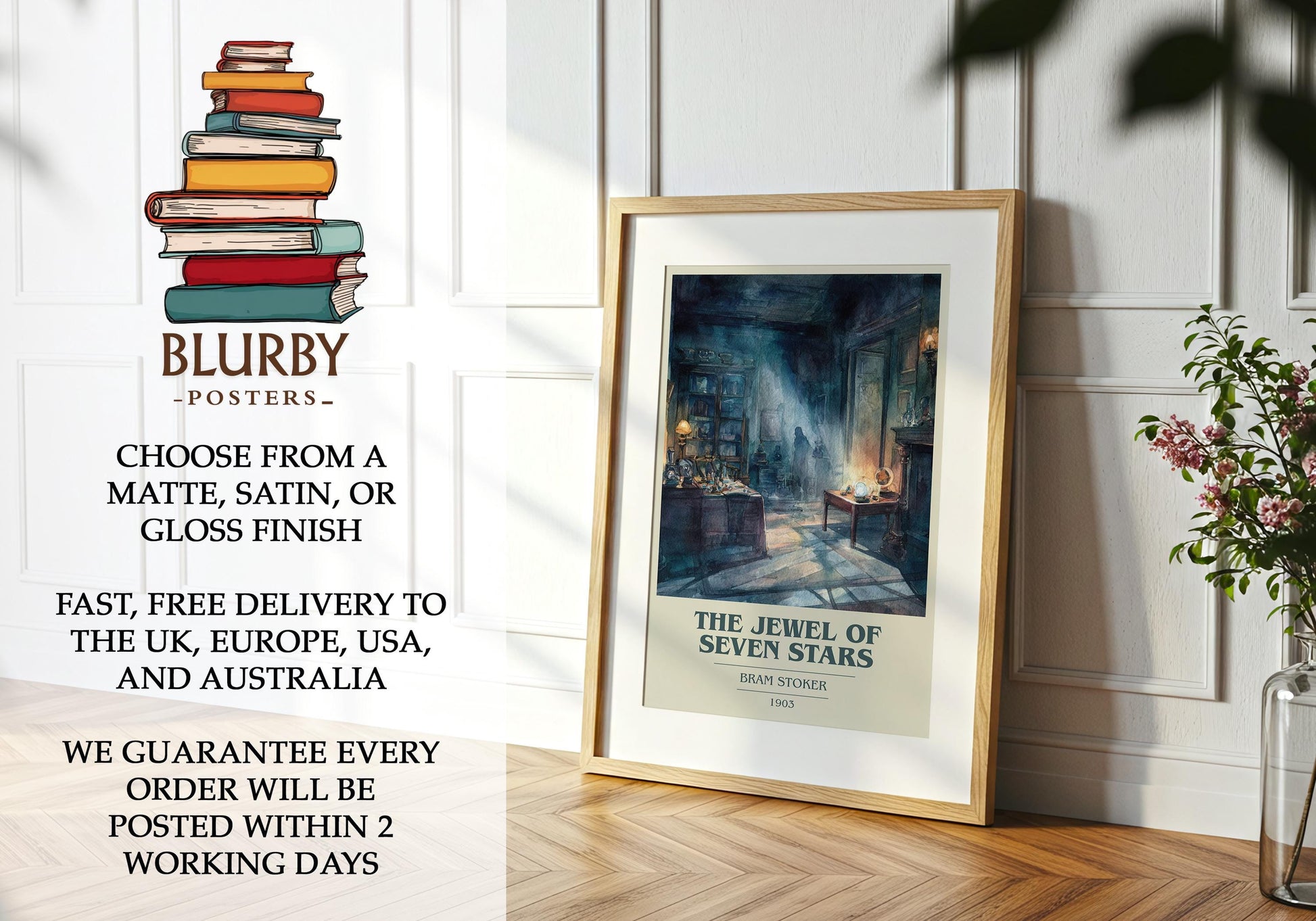 The Jewel of Seven Stars by Bram Stoker | Book Poster | Literary Art Gift For Book Lover | Novel Inspired Wall Art | Free Delivery