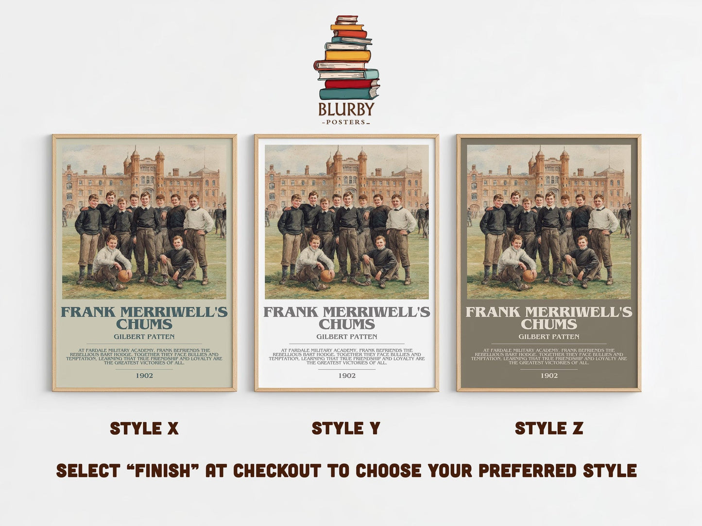 Frank Merriwell's Chums bookish poster colour and style options – Gilbert Patten book art