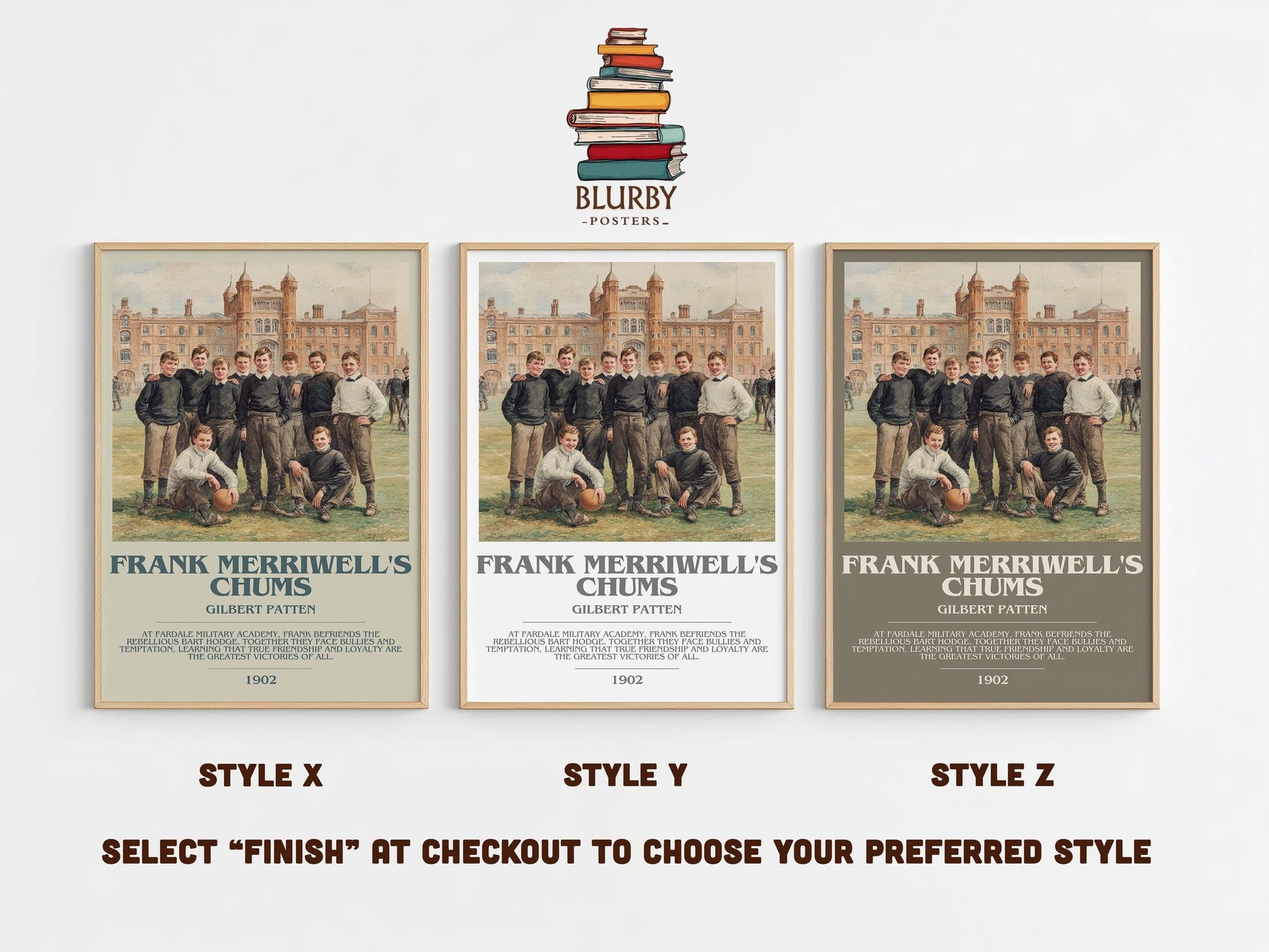 Frank Merriwell's Chums bookish poster colour and style options – Gilbert Patten book art