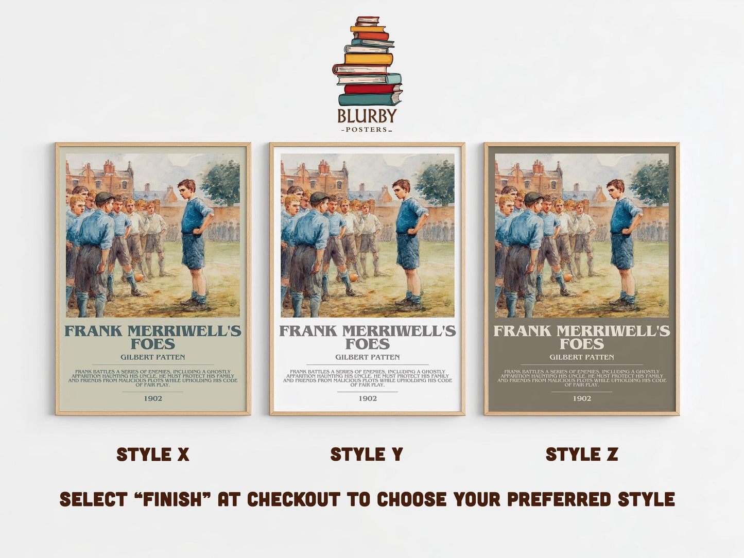 Frank Merriwell's Foes bookish poster colour and style options – Gilbert Patten book art