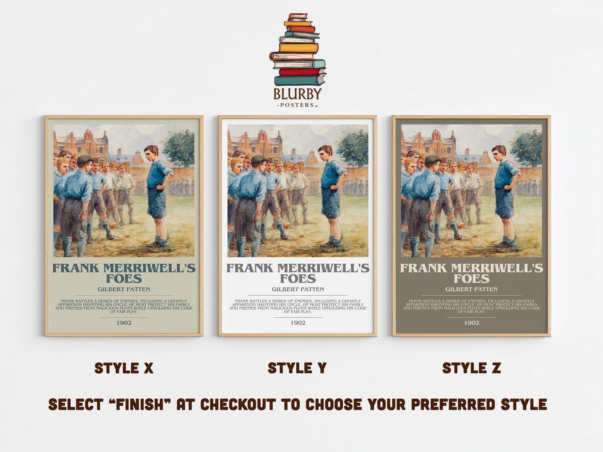 Frank Merriwell's Foes bookish poster colour and style options – Gilbert Patten book art