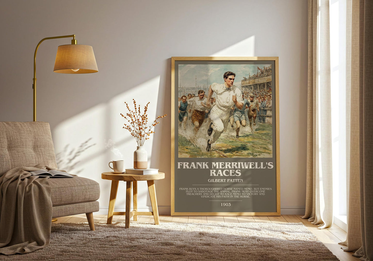Frank Merriwell's Races bookish print on bookshelf – Gilbert Patten fan gift