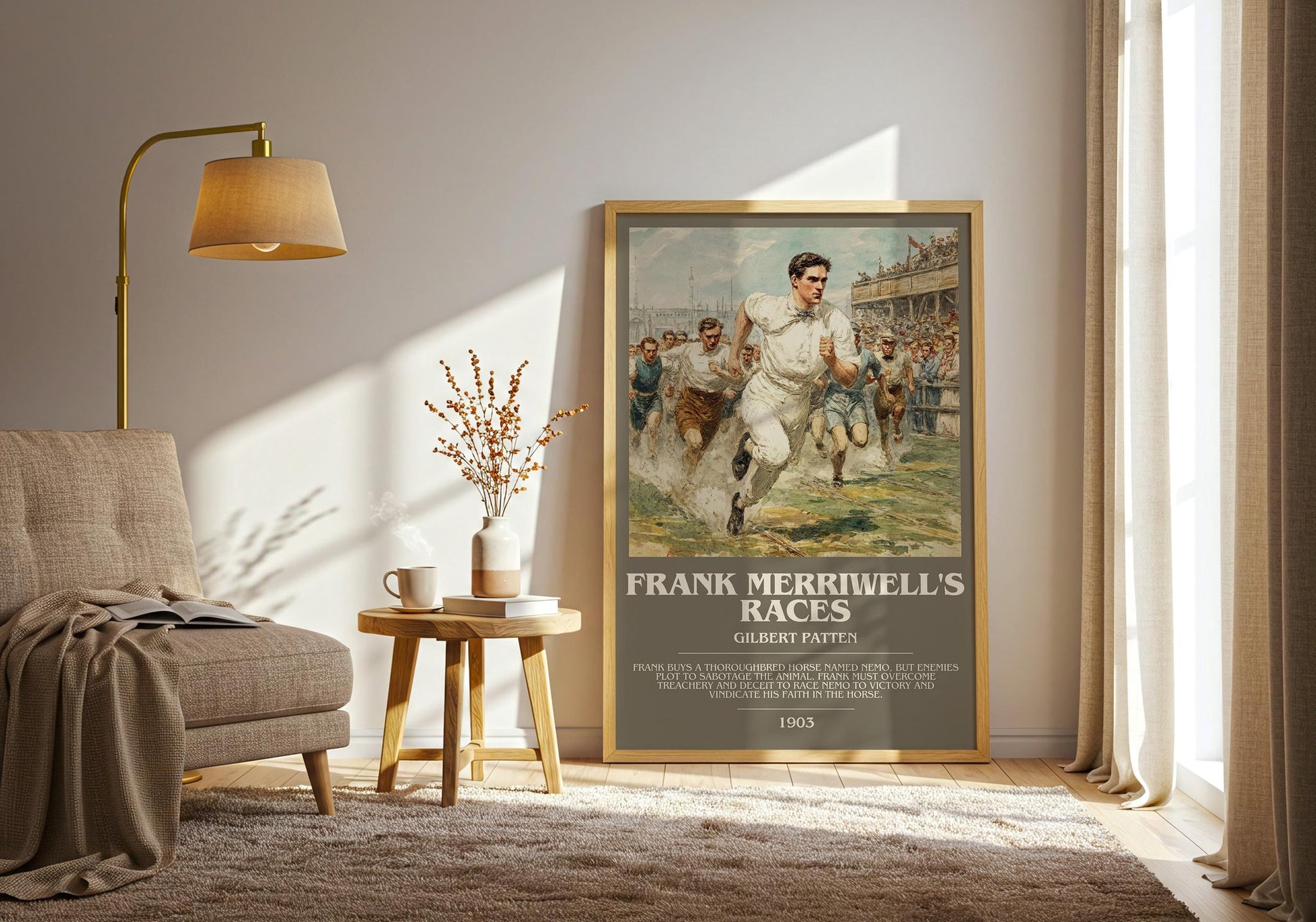 Frank Merriwell's Races bookish print on bookshelf – Gilbert Patten fan gift
