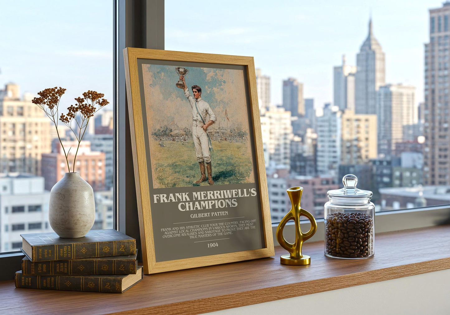 Frank Merriwell's Champions bookish book poster framed on wall – adventure wall art