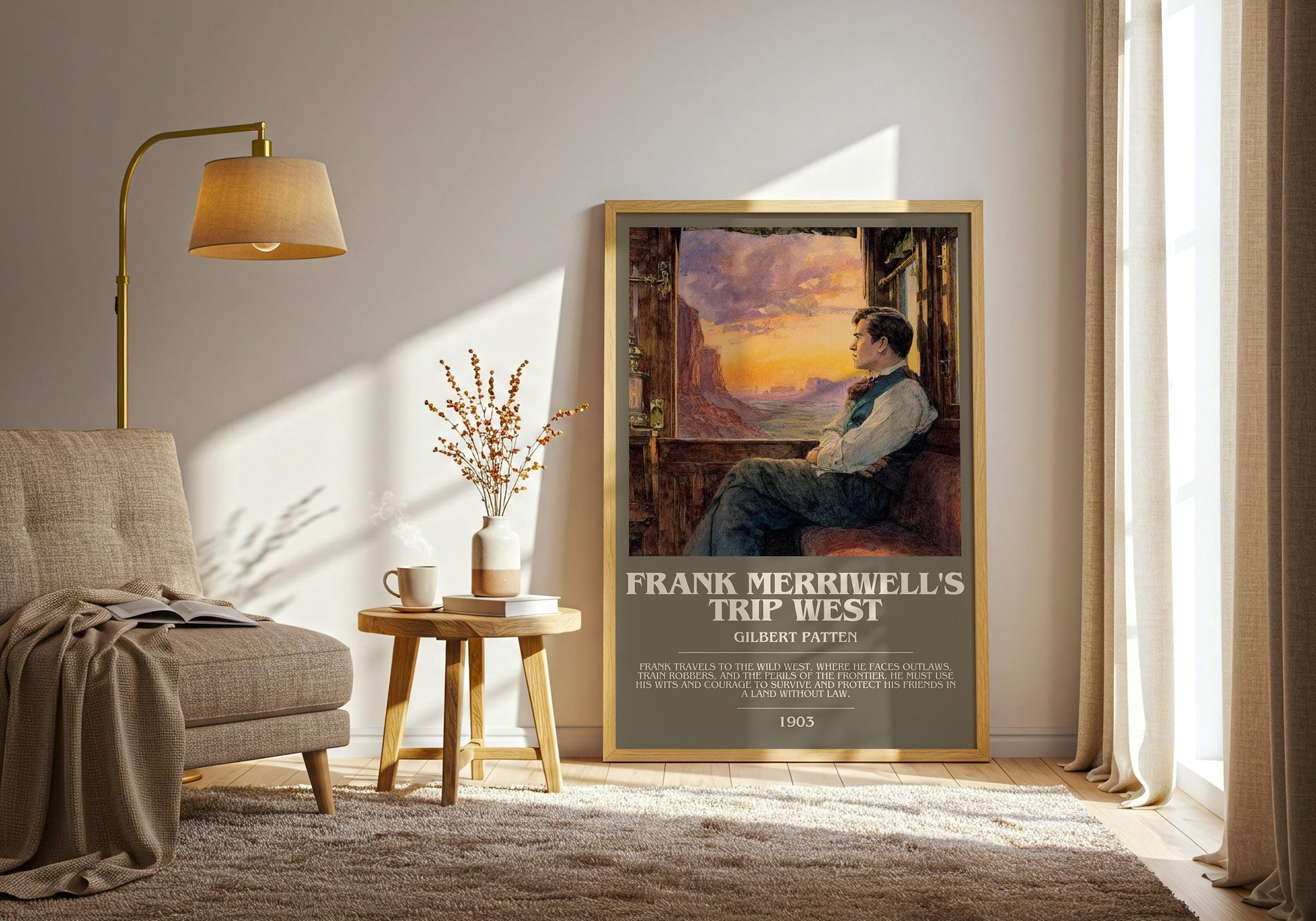 Frank Merriwell's Trip West bookish print on bookshelf – Gilbert Patten fan gift
