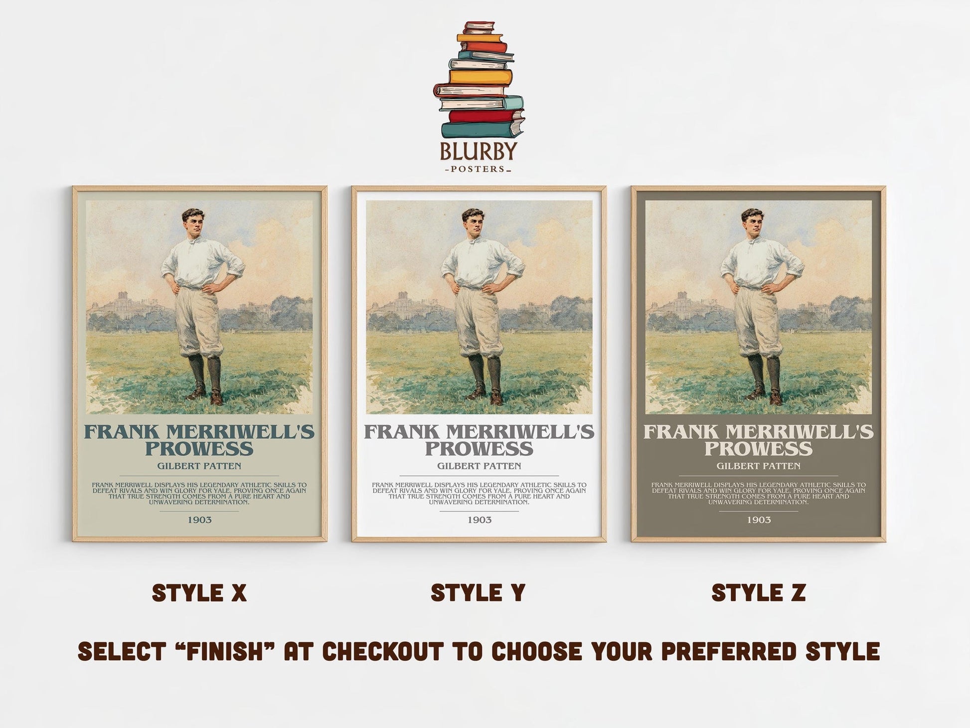Frank Merriwell's Prowess bookish poster colour and style options – Gilbert Patten book art