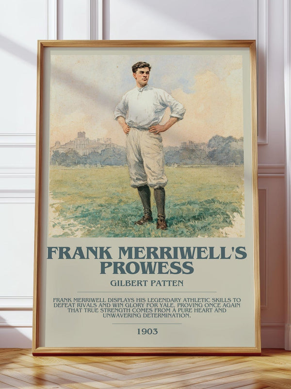 Frank Merriwell's Prowess bookish print in frame leaning in hallway – adventure wall art