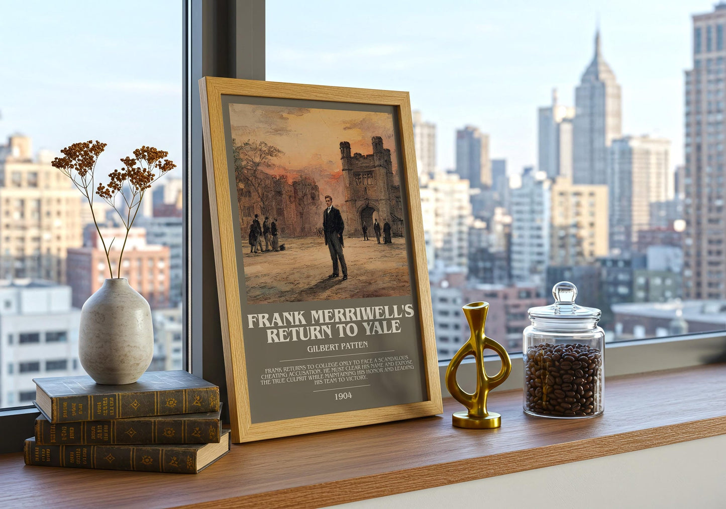 Frank Merriwell's Return To Yale bookish book poster framed on wall – adventure wall art