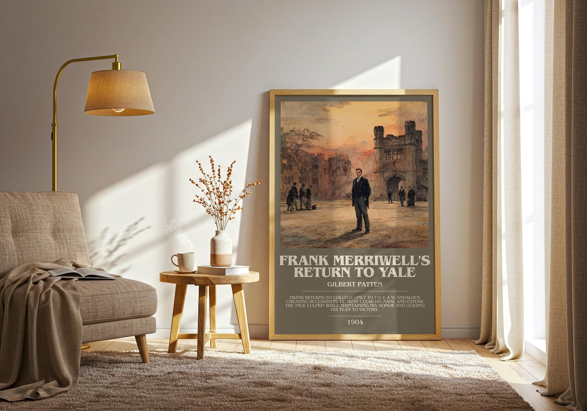 Frank Merriwell's Return To Yale bookish print on bookshelf – Gilbert Patten fan gift