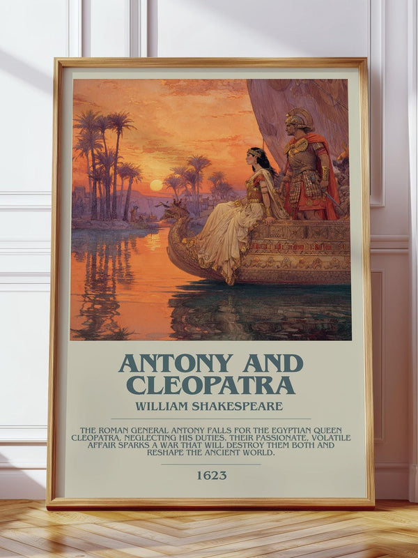 Antony and Cleopatra bookish print in frame leaning in hallway – classic literature wall art