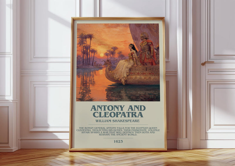 Antony and Cleopatra bookish print in frame leaning in hallway – classic literature wall art