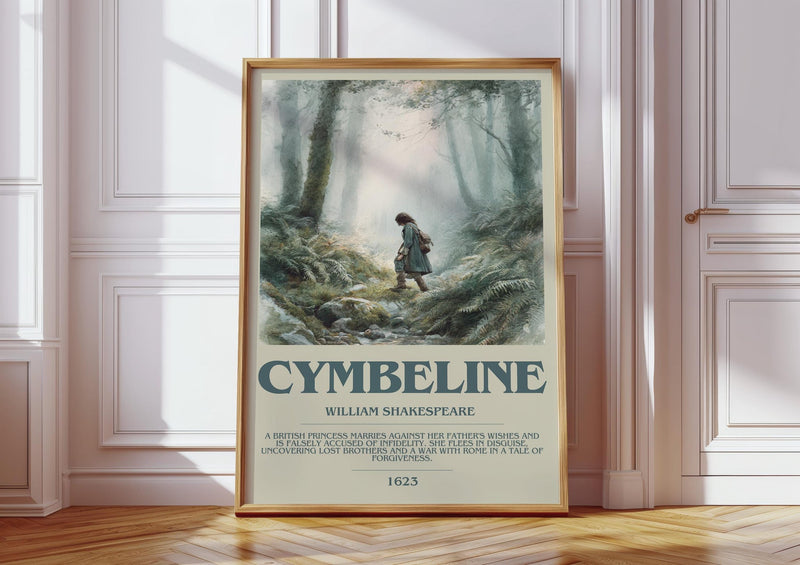 Cymbeline bookish print in frame leaning in hallway – classic literature wall art