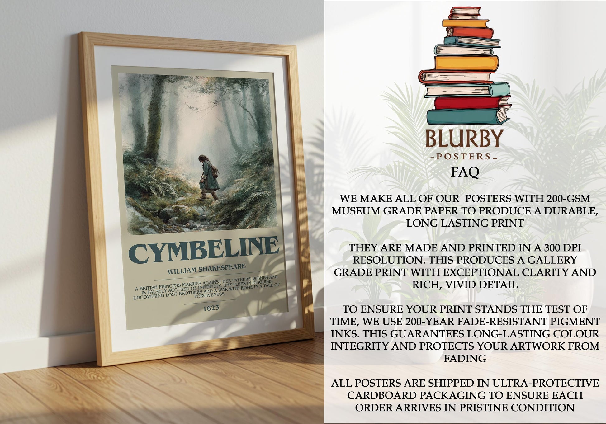Cymbeline by William Shakespeare | Book Poster | Literary Art Gift For Book Lover | Novel Inspired Wall Art | Free Delivery