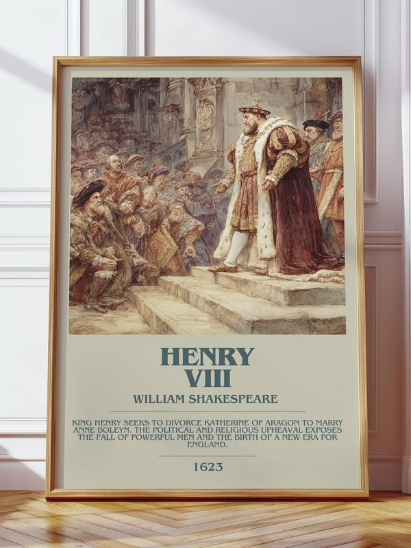 Henry Viii bookish print in frame leaning in hallway – classic literature wall art