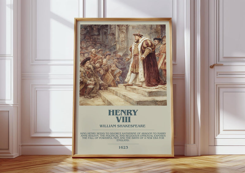 Henry Viii bookish print in frame leaning in hallway – classic literature wall art
