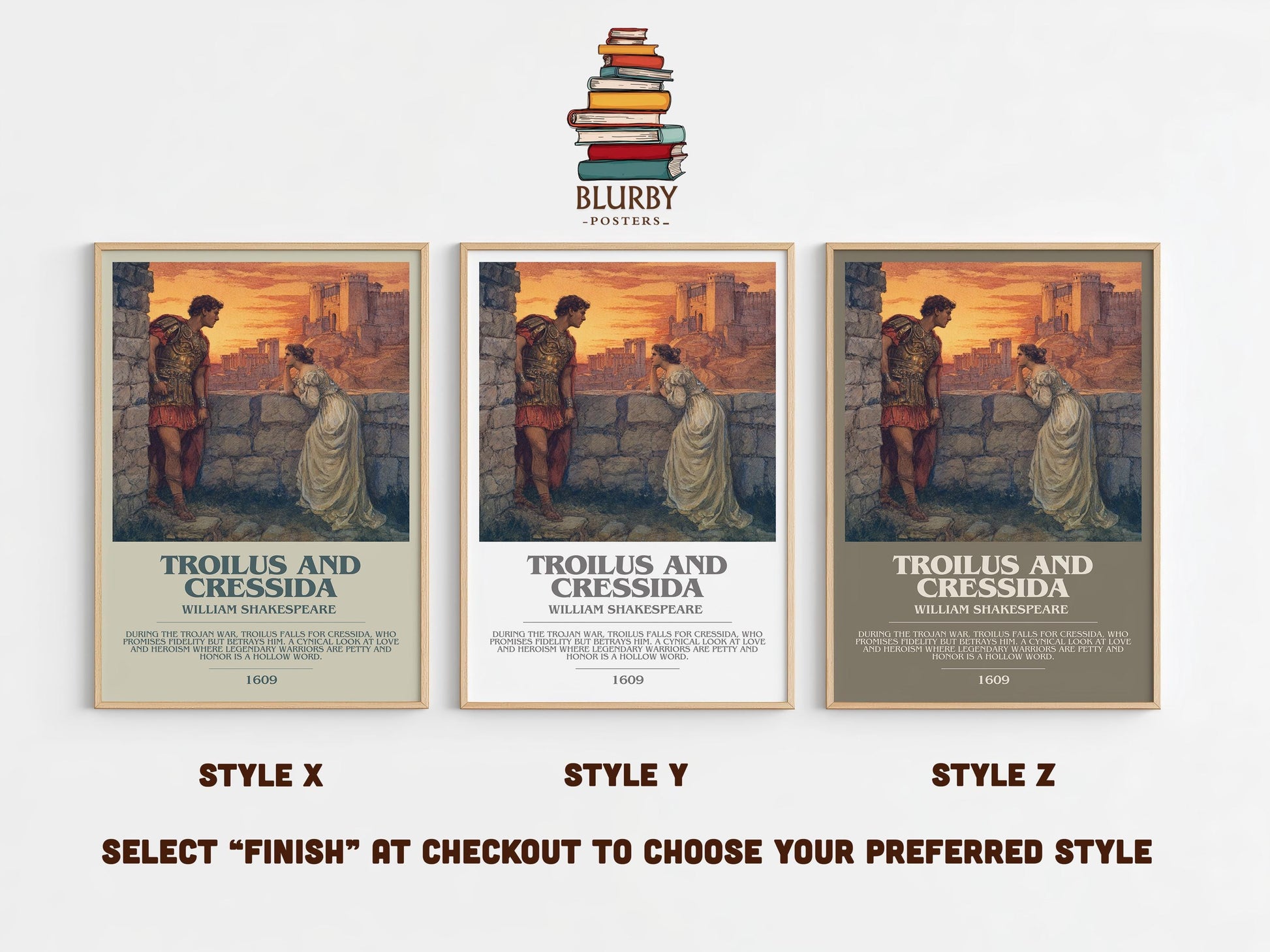 Troilus and Cressida by William Shakespeare | Book Poster | Literary Art Gift For Book Lover | Novel Inspired Wall Art | Free Delivery